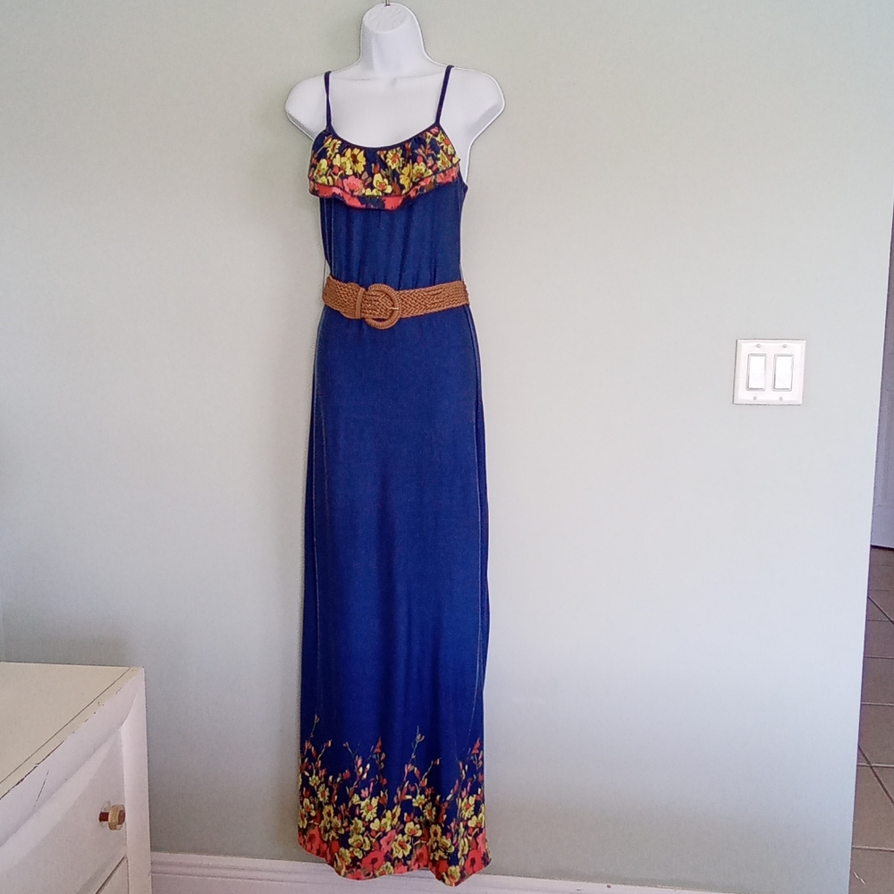 Blue sundress with floral detail